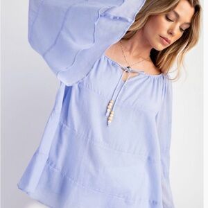 Easel Sky Blue Women's Blouse
